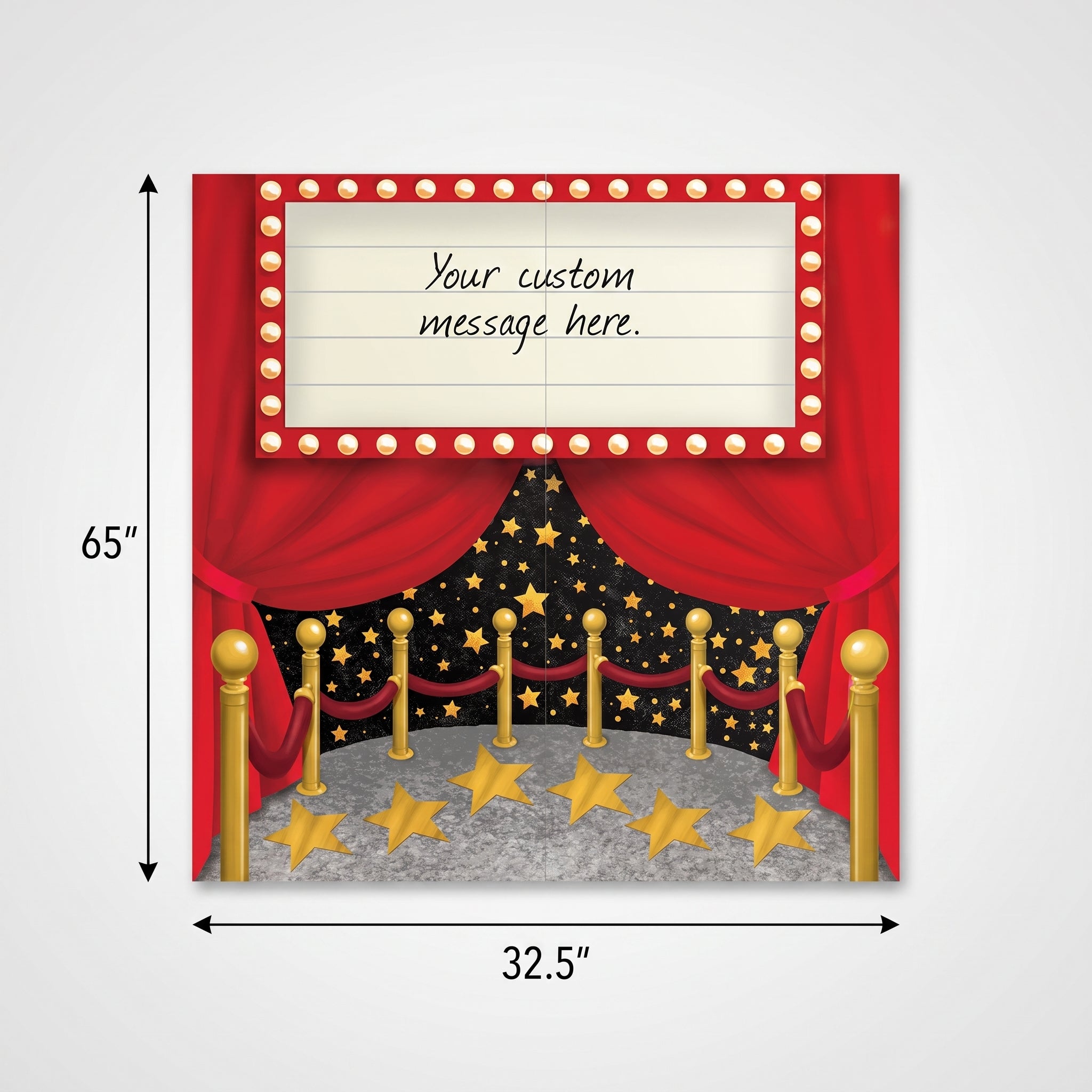 Awards Night Customizable Scene Setter with Red Curtains and Marquee Sign