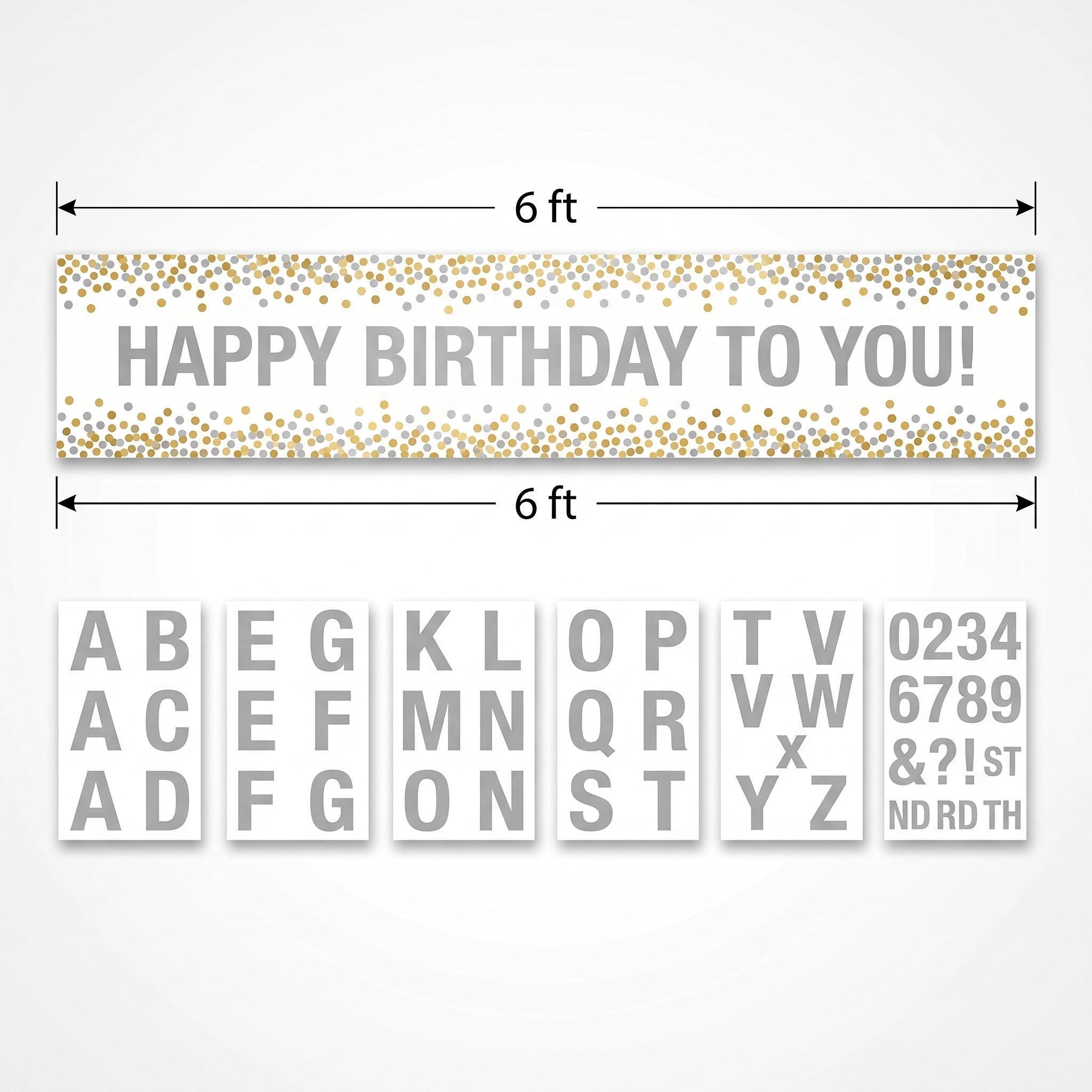 Customizable Gold & Silver Confetti Dot Banner