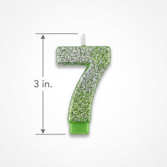 Kiwi Glitter Number 7 Birthday Candle