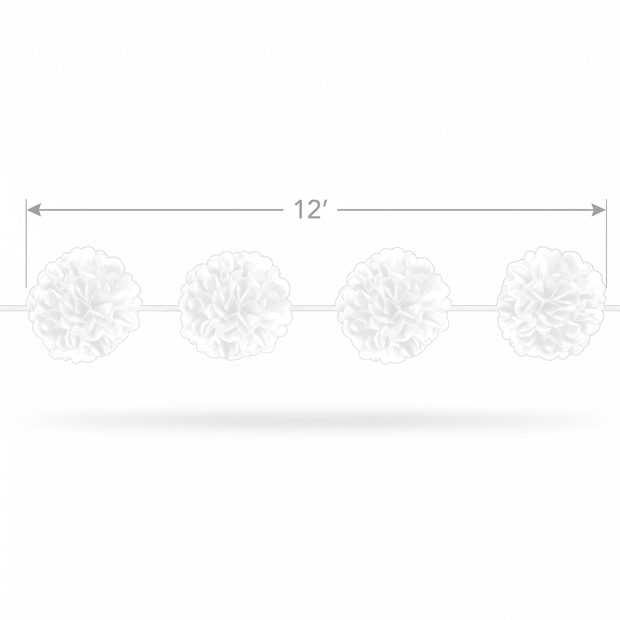 Elegant Fluffy White Garland for Weddings - 12 ft
