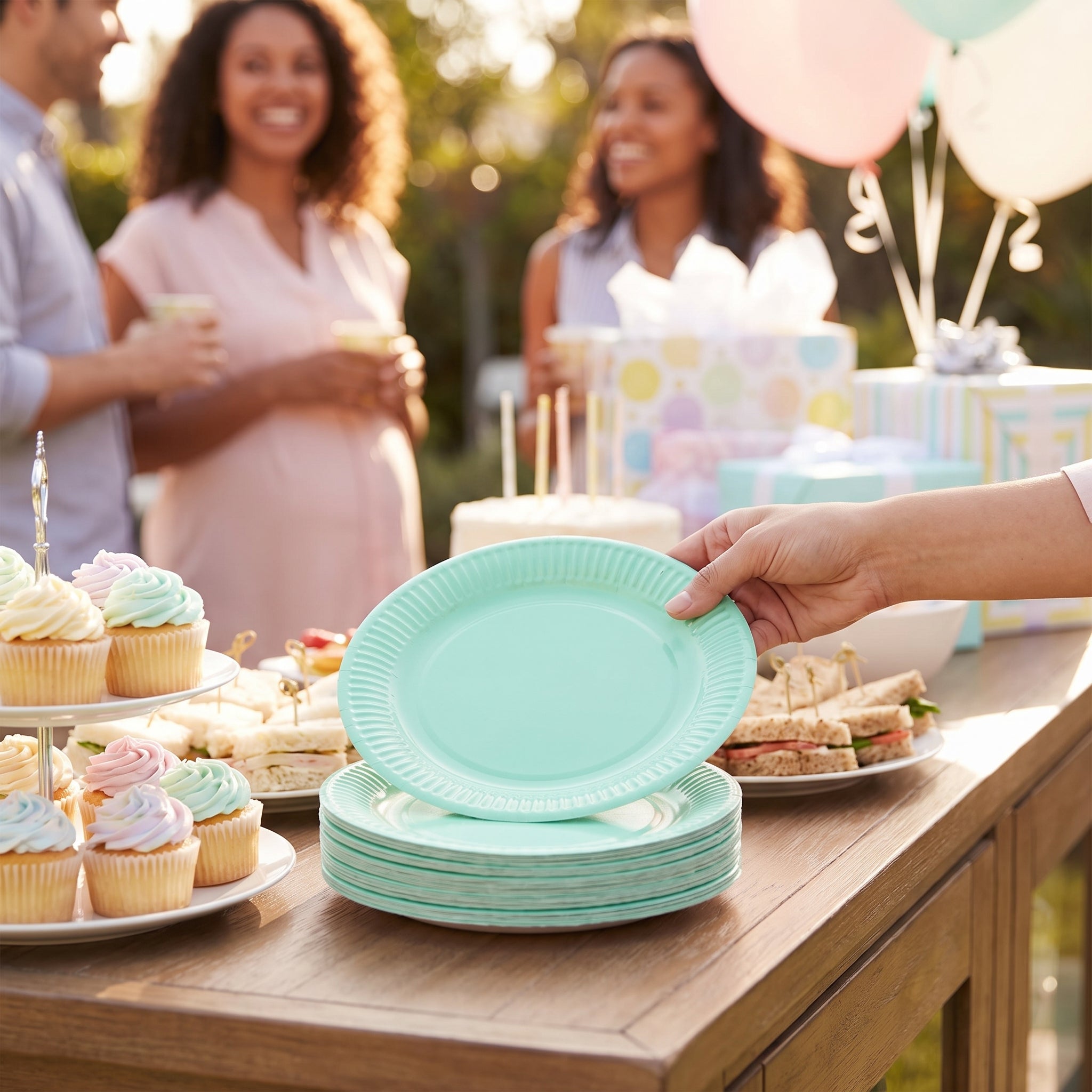 Robins Egg Blue Round Paper Plates - 8.5" | 50 Count