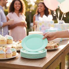 Robins Egg Blue Round Paper Plates - 8.5" | 50 Count