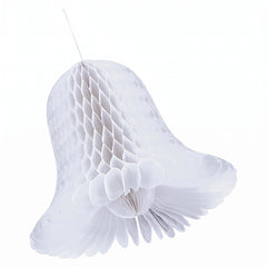 Elegant Honeycomb Wedding Bell Decorations, White, 9-Inch, Set of 2