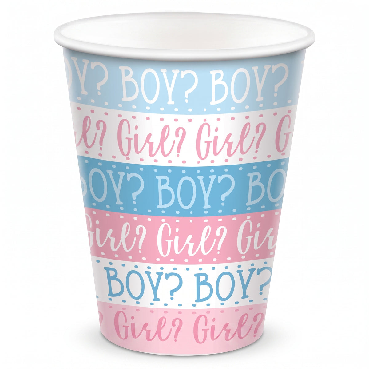 Gender Reveal Paper Cups - 9oz, Pink and Blue