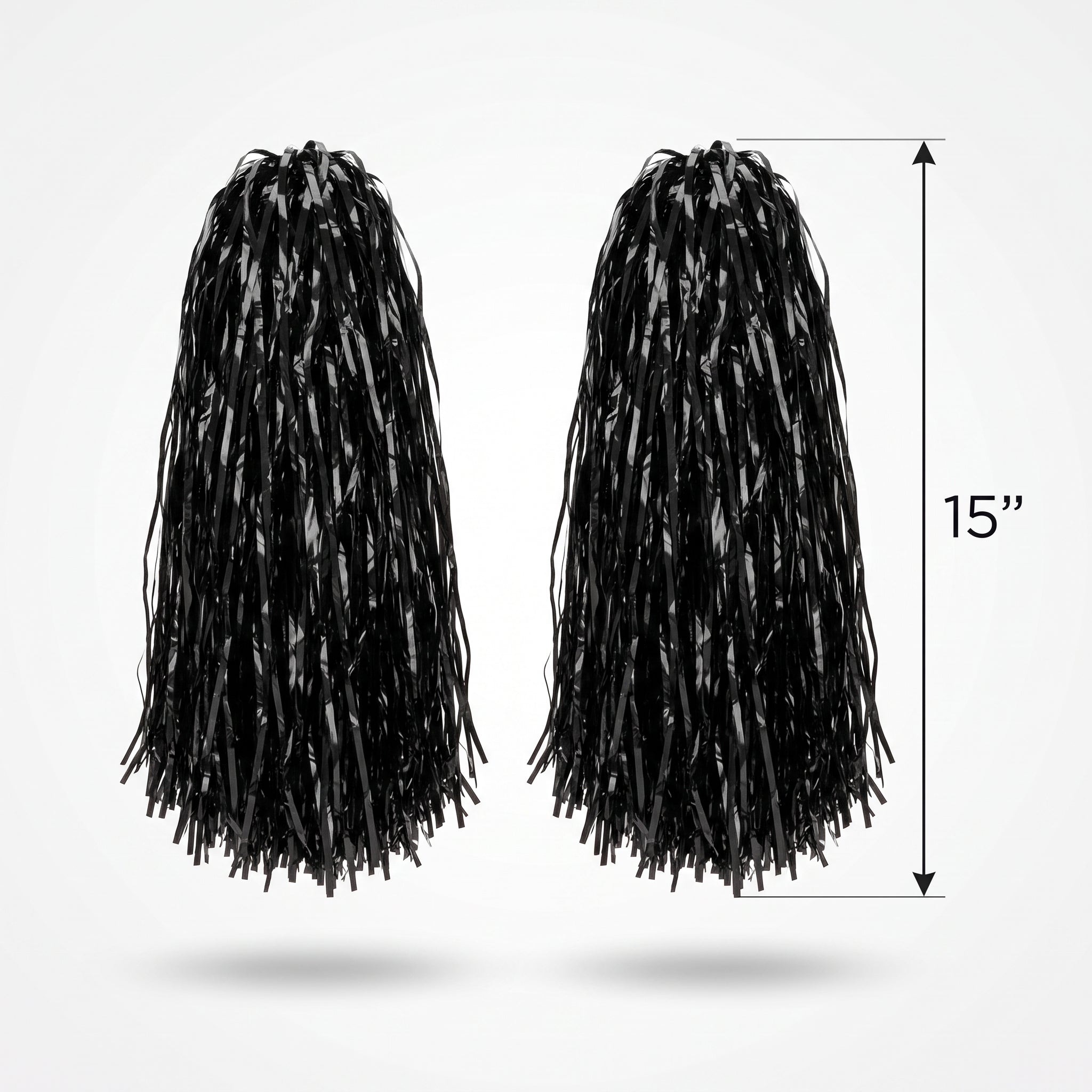 Black Team Spirit Pom-Poms, 2-Pack