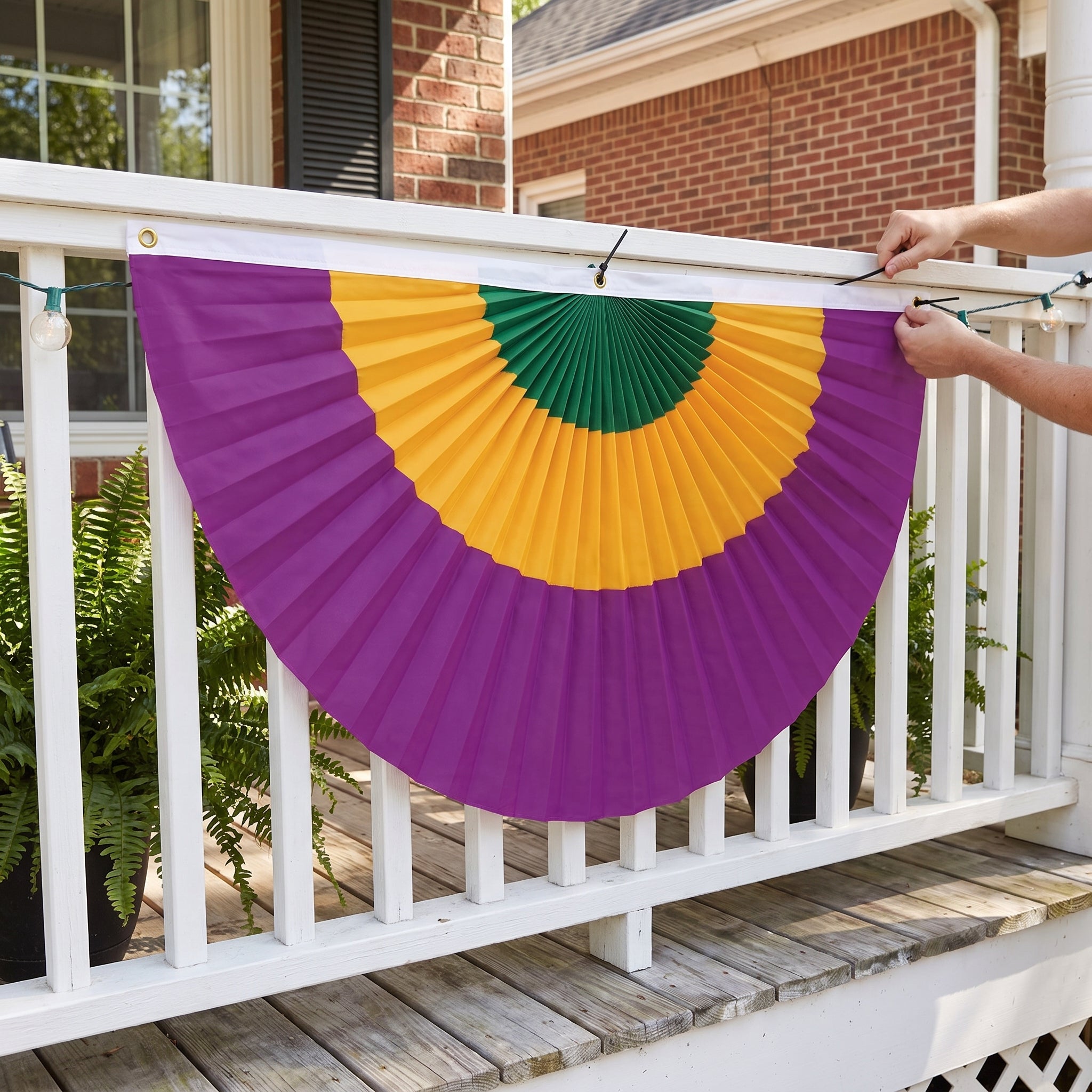 Vibrant Mardi Gras Fabric Bunting Garland - 30" x 60"