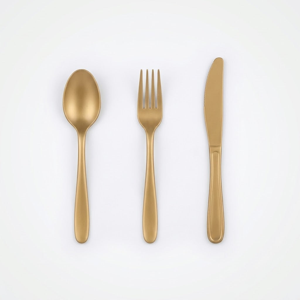 Gold Plastic Cutlery Set - 64 Piece Assortment - 7.5 in.