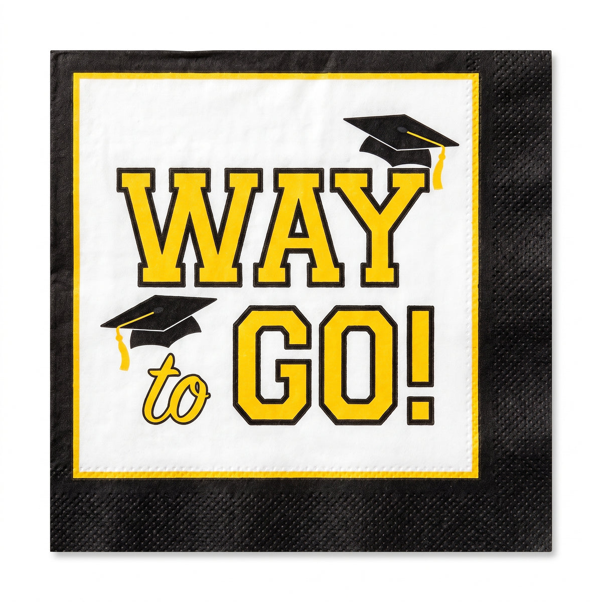 "Way to Go!" Yellow Graduation Beverage Napkins - 40 Pack - 5 In. X 5 In.