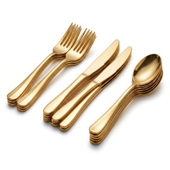 Gold Assorted Plastic Cutlery Set - 24 Pieces - 7.5 in.