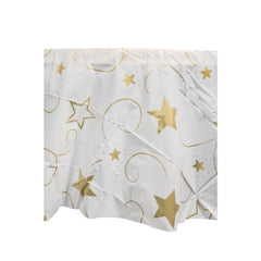 84 In. Round Gold Star Printed Plastic Table Cover | Case of 48