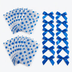 Blue Polka Dot Treat Bags with Bow - 12 Pack