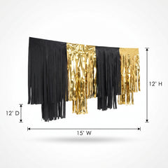 Black & Gold Accordion Fringe Ceiling Decoration Garland - 12 ft