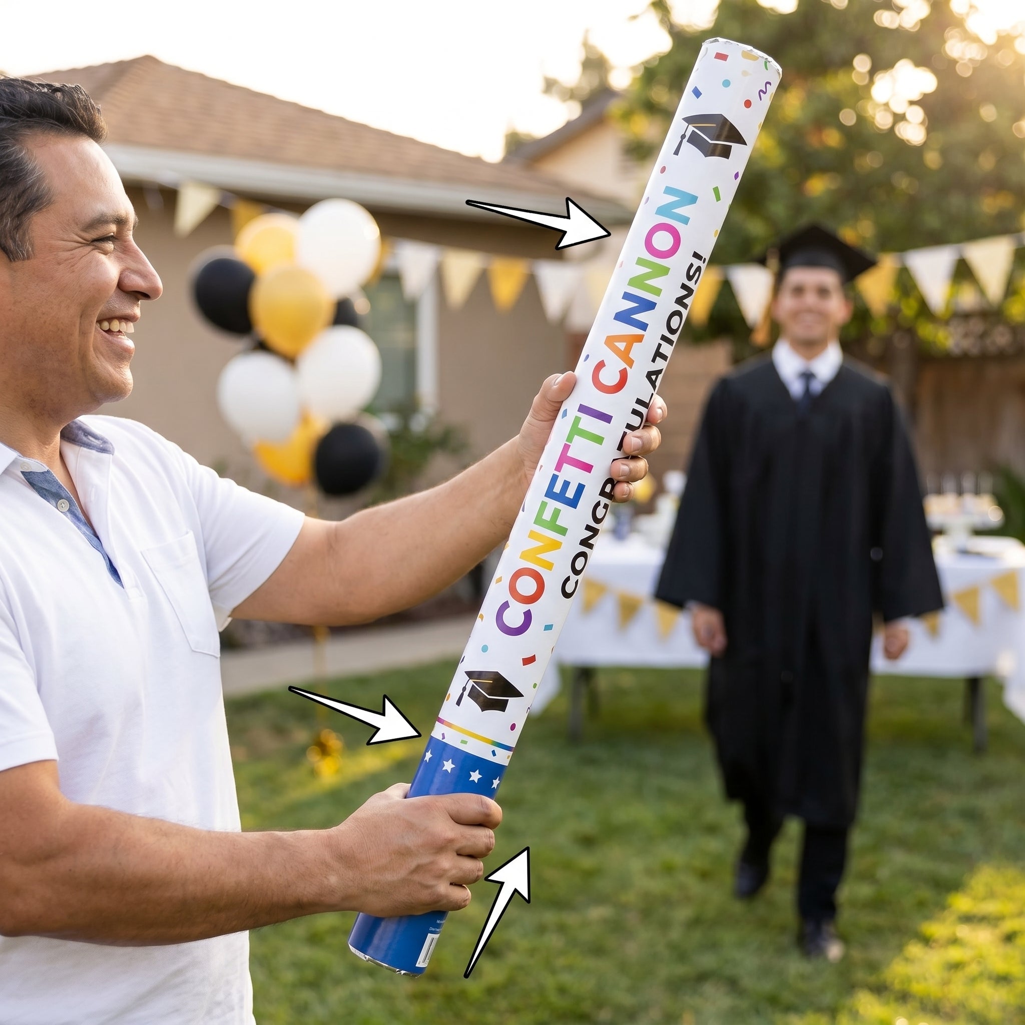 Giant Graduation Confetti Cannon Popper - Multicolor