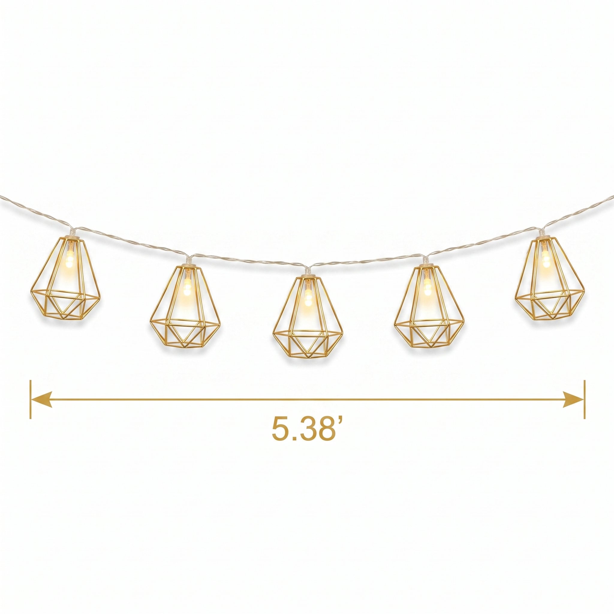 Gold Geometric LED String Lights - 5 ft, 10 Lights
