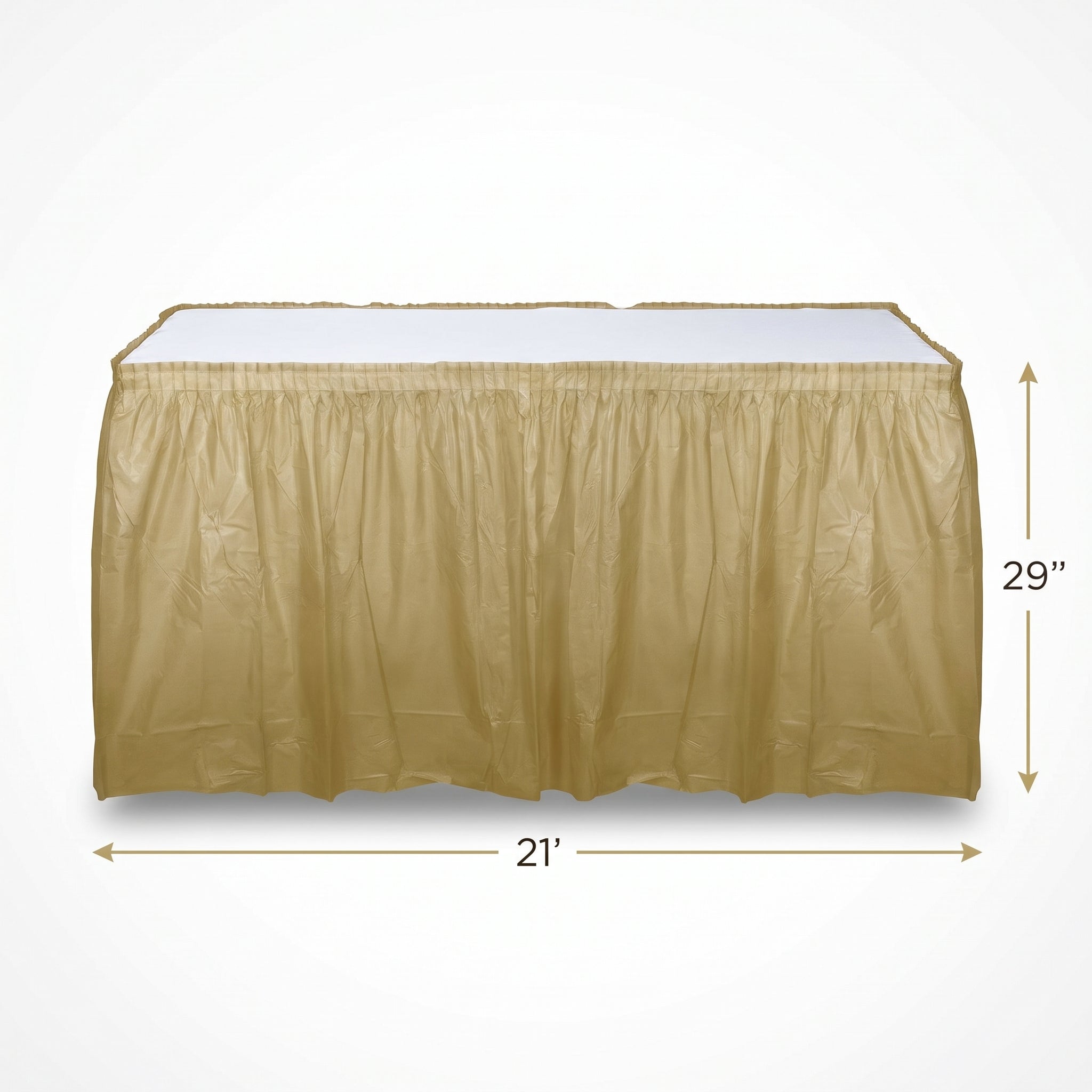Elegant Gold Plastic Table Skirt - 168" x 29"