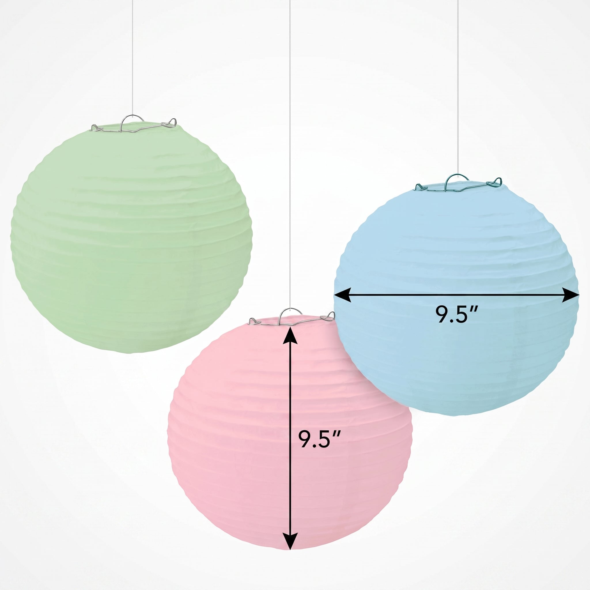 Pastel Round Paper Lanterns - Set of 3