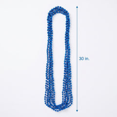 Royal Blue Metallic Bead Necklaces, 30-Inch, 8-Pack