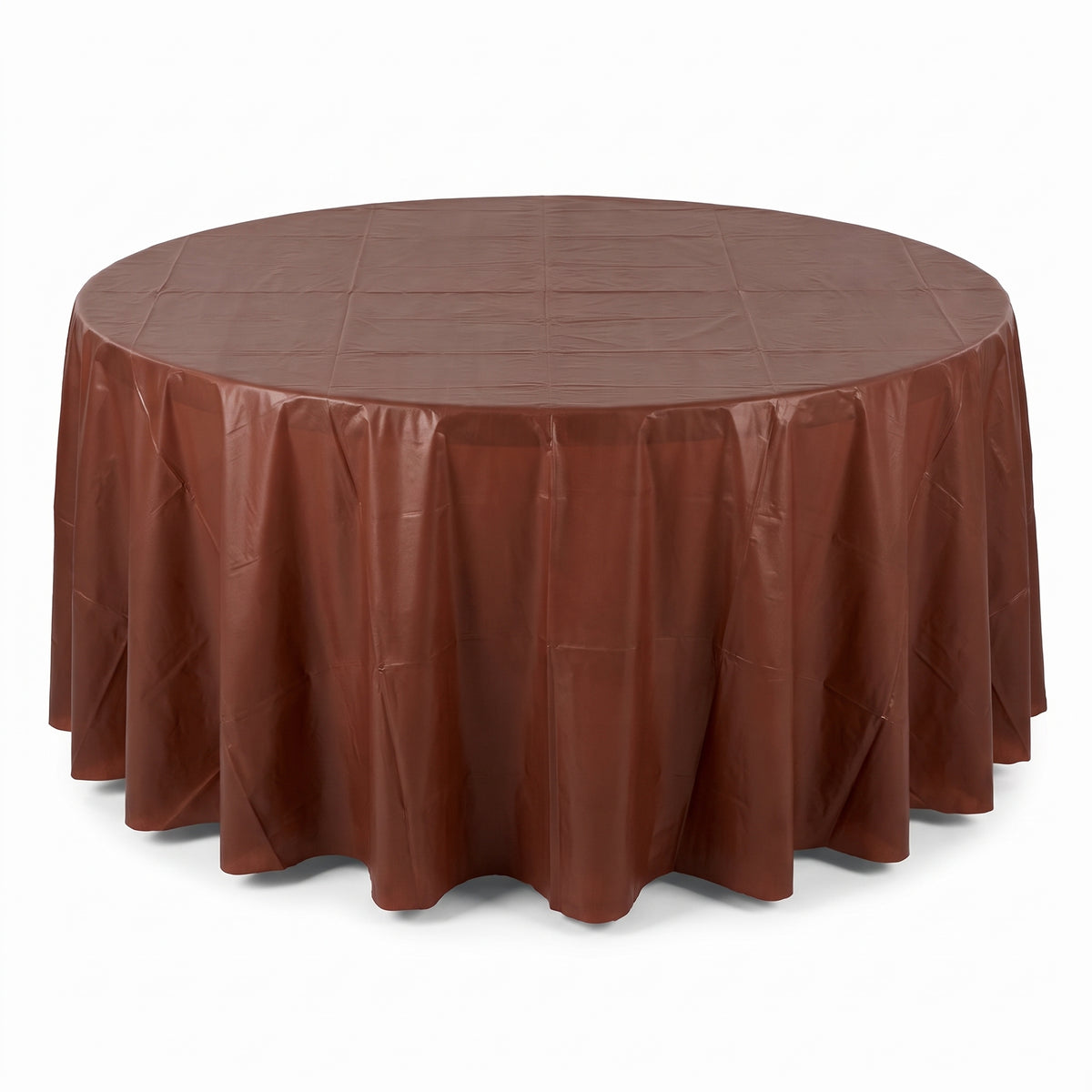 Chocolate Brown Round Plastic Table Cover - 84"