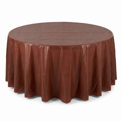 Chocolate Brown Round Plastic Table Cover - 84"