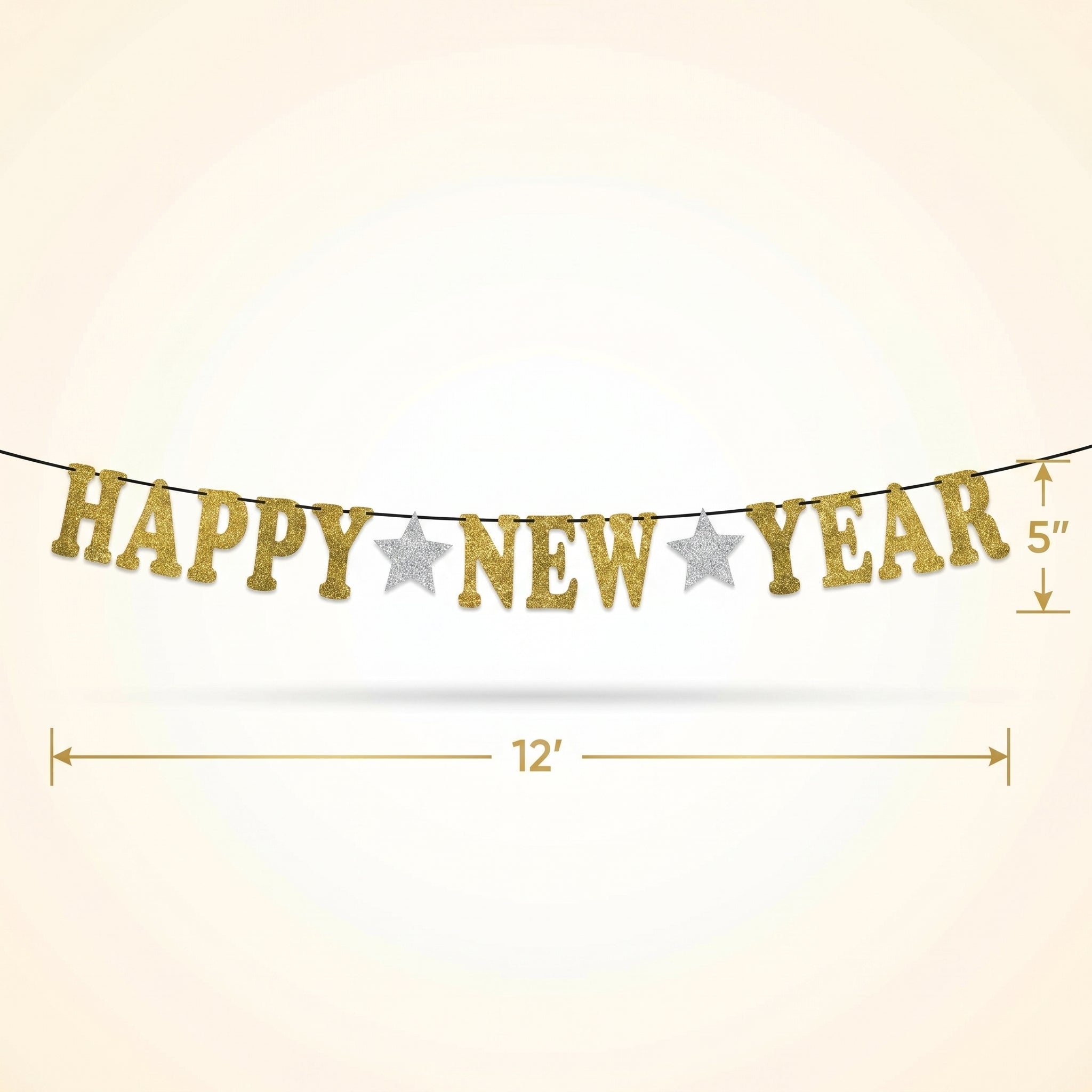 Glitter Gold "Happy New Year" Banner Decoration