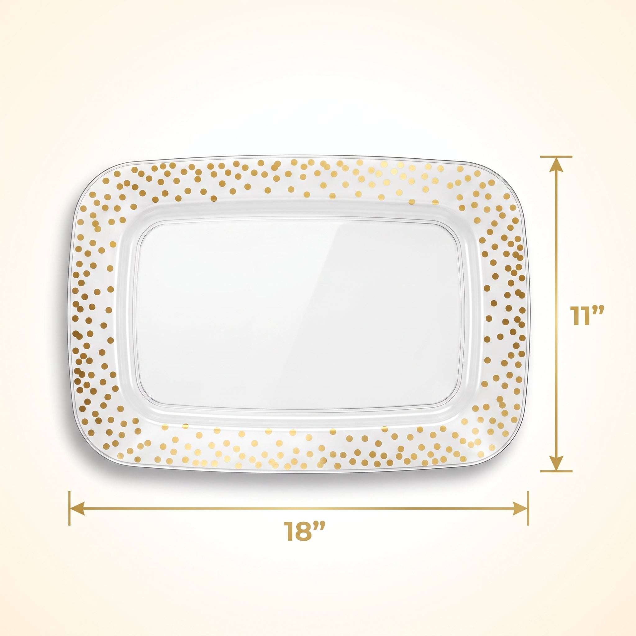 Elegant Gold Polka Dot Serving Tray - 11" x 18"