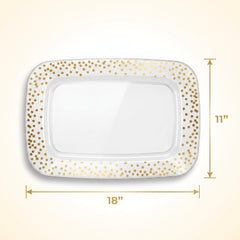Elegant Gold Polka Dot Serving Tray - 11" x 18"