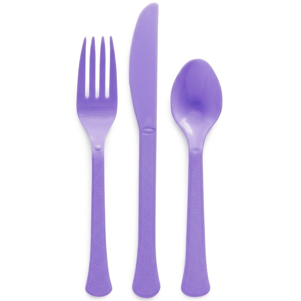 Little Gym - Vibrant Purple Plastic Cutlery Set - Assorted - 200 Ct.