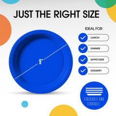 Little Gym - 9 In. Dark Blue Plastic Plates | 100 Count