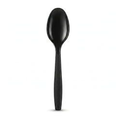 Jet Black Plastic Spoon - 7.5 in.