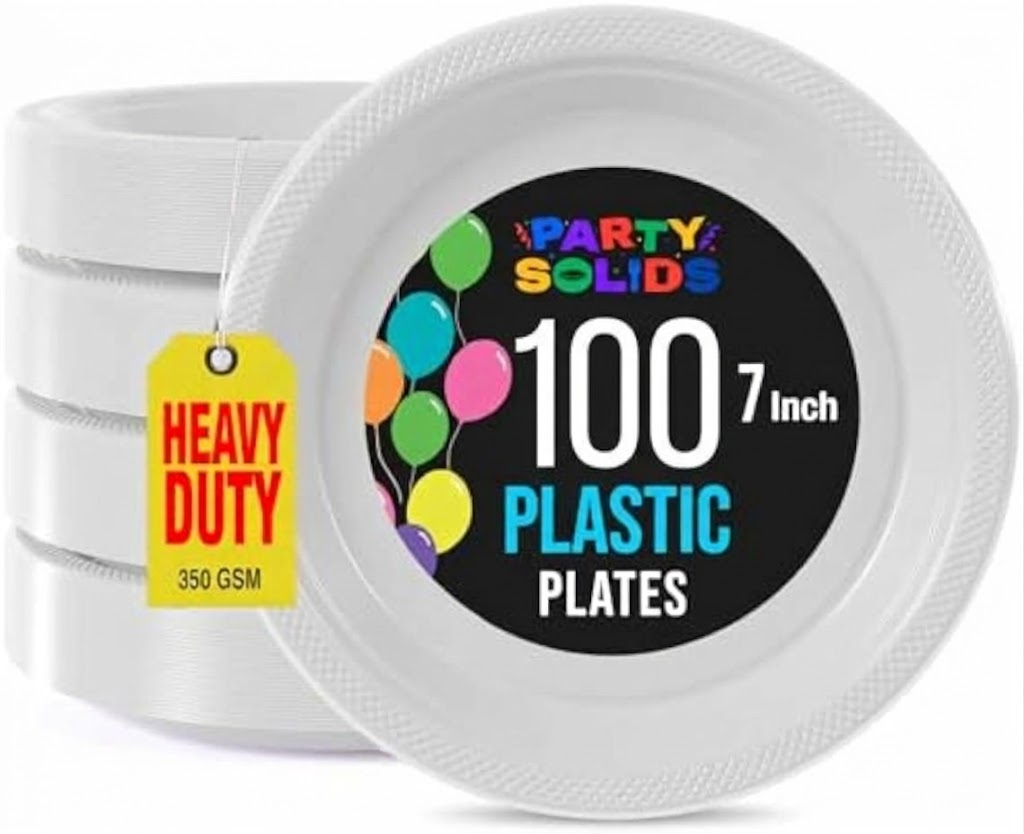 7 in. White Plastic Plates | 100 Count