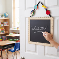 Hanging Ruler Chalkboard Sign with Classroom Icons