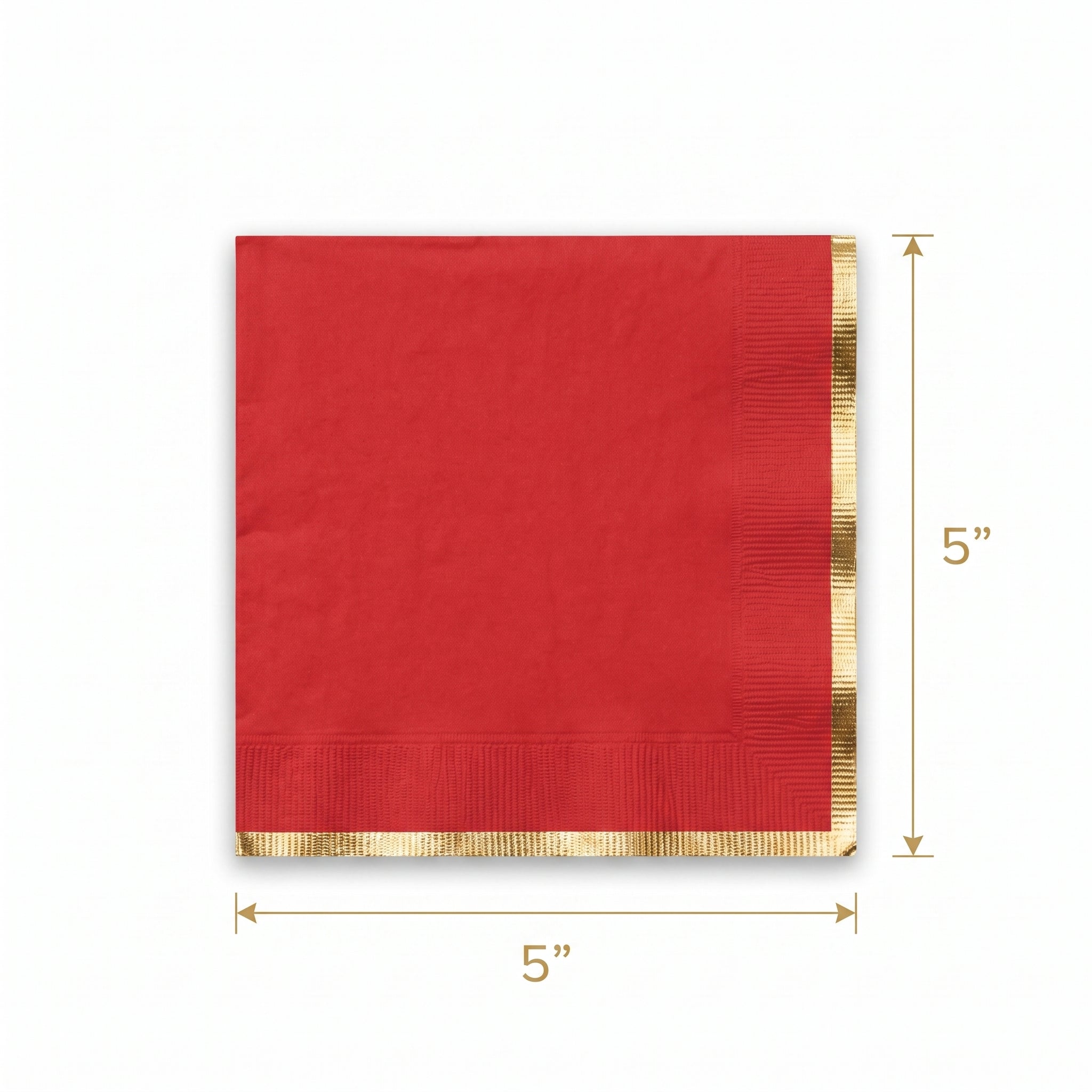 Red Beverage Napkins with Gold Stamp - 5 In. X 5 In.