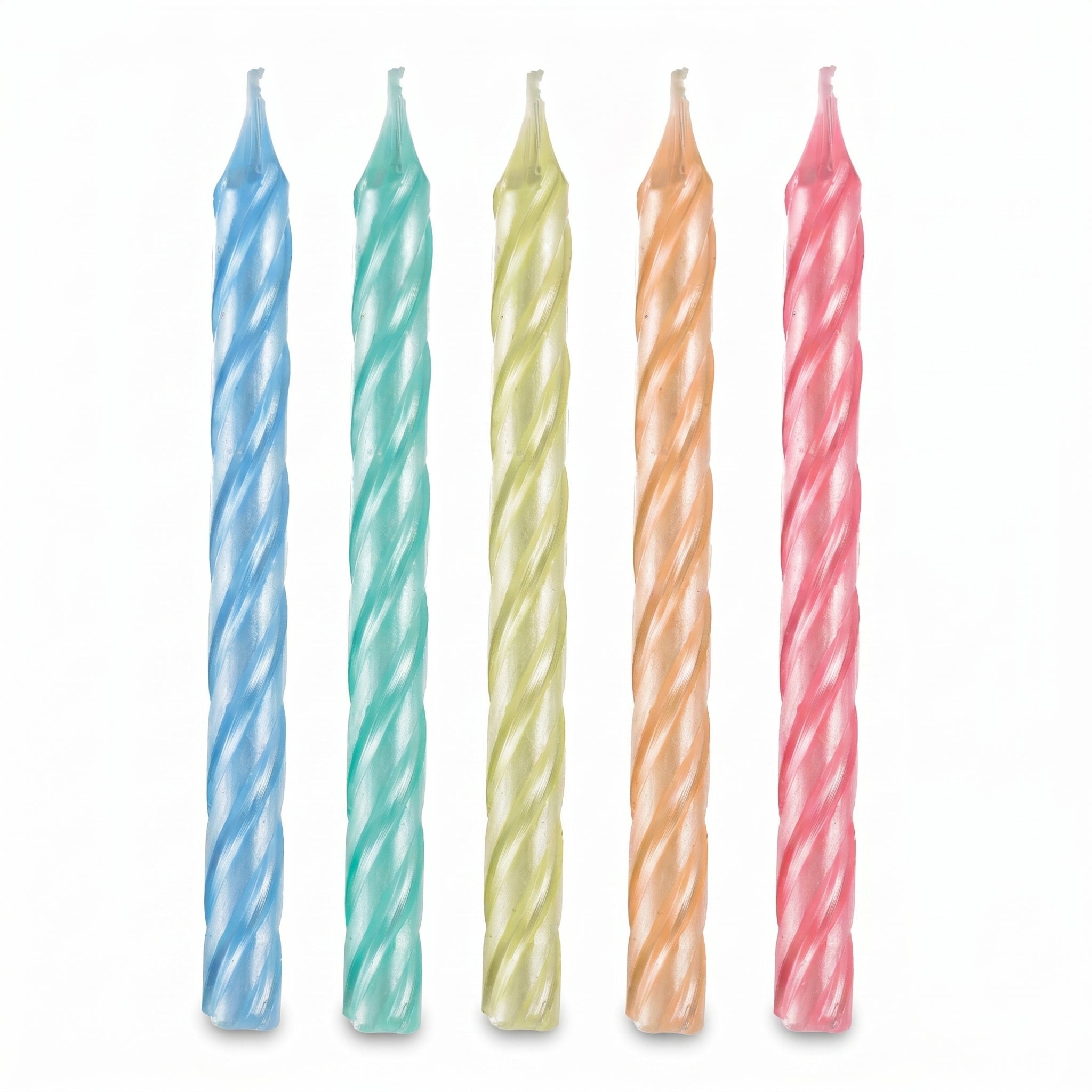 Pastel Pearlized Spiral Birthday Candles, 3.2-in, 12-Pack