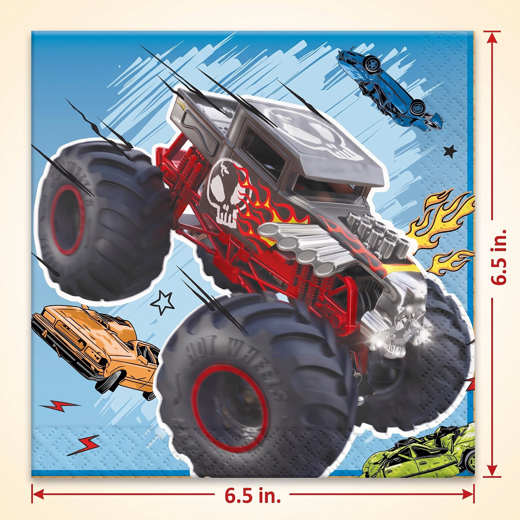 Hot Wheels Monster Trucks Party Lunch Napkins - 6.5 In. X 6.5 In.