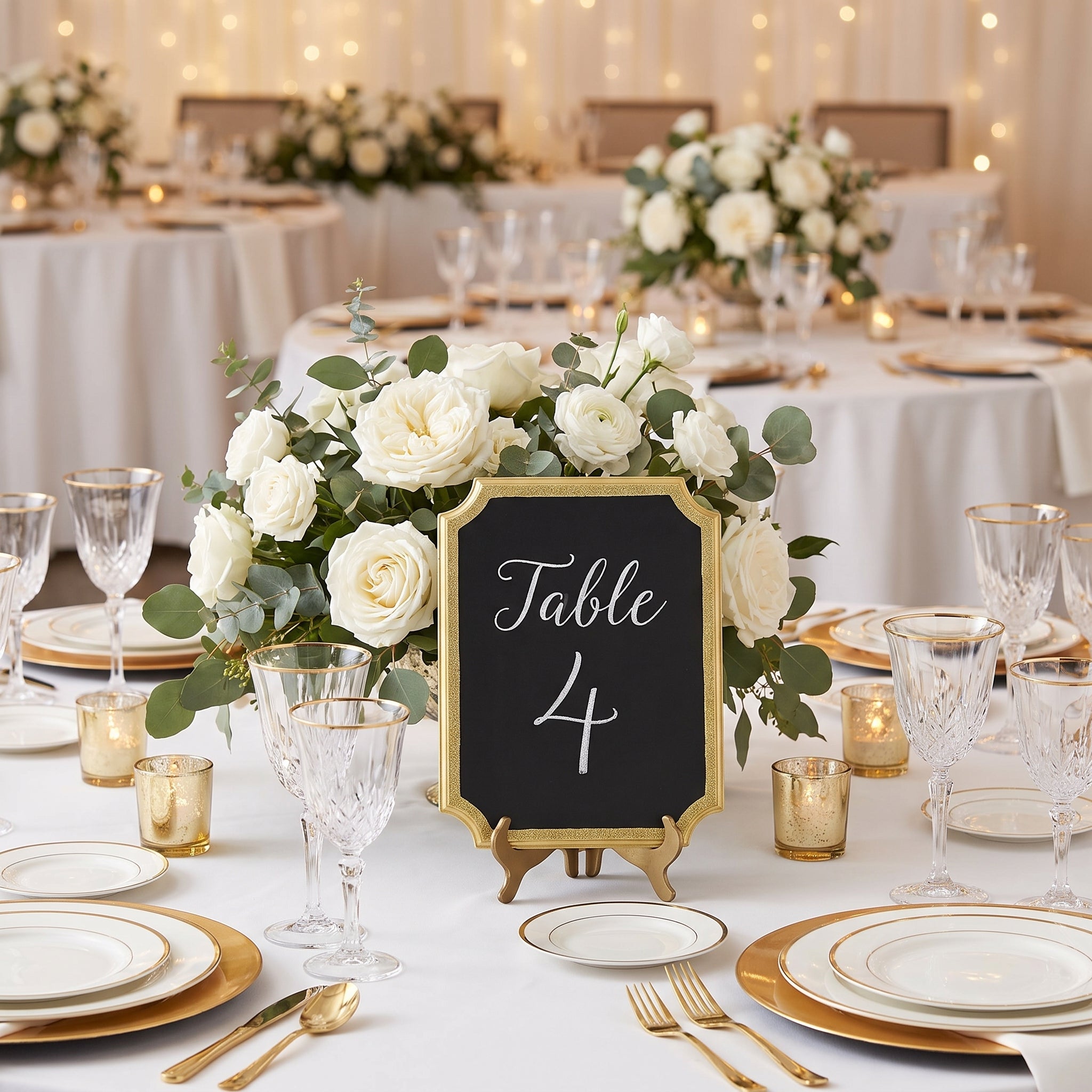 Gold Glitter Chalkboard Easel Sign Decoration for Weddings