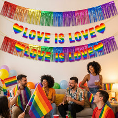 "Love is Love" Pride Rainbow Letter Banner Set, 4-Pack