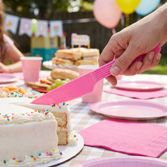 Bright Pink Plastic Knives - Economy Pack - 7.5 in.