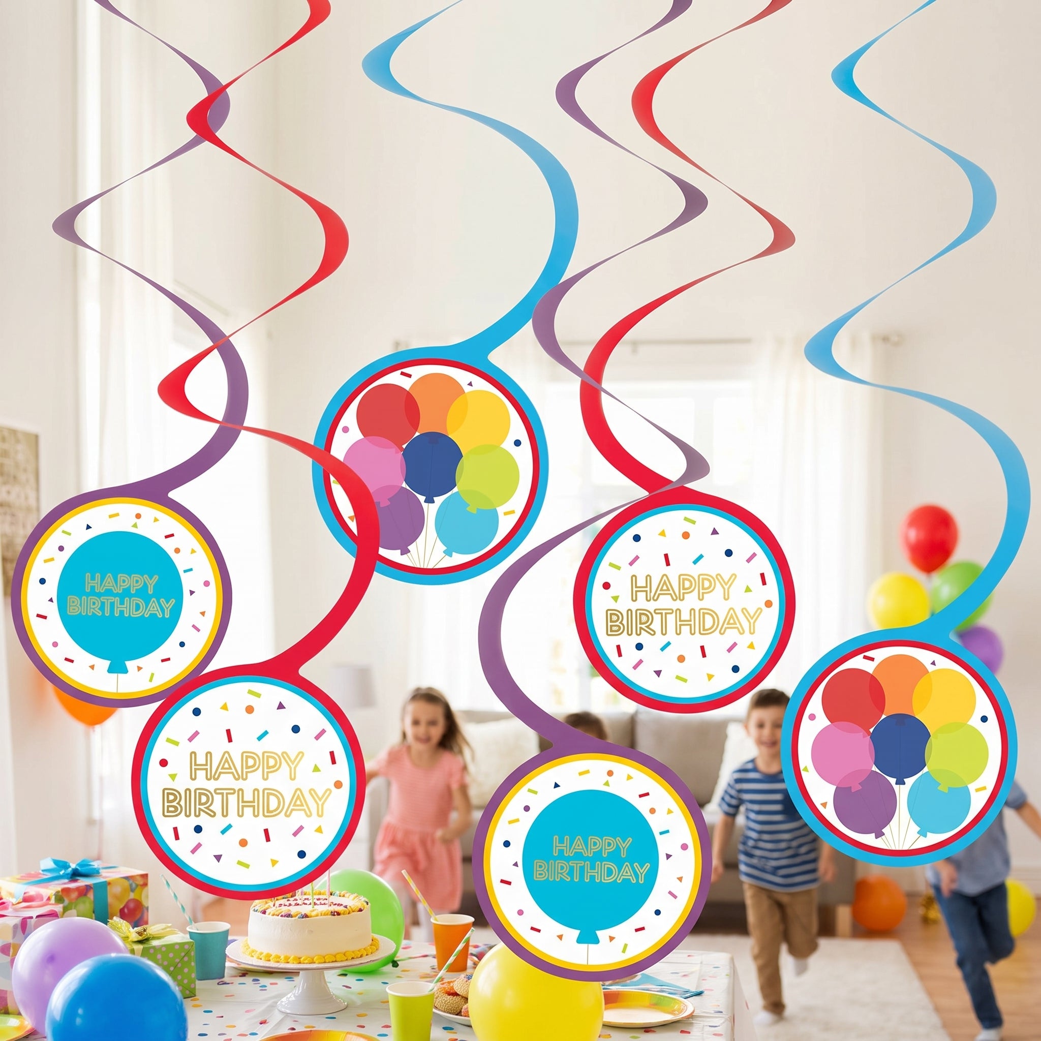 Vibrant Metallic Spiral Rainbow Hanging Decorations