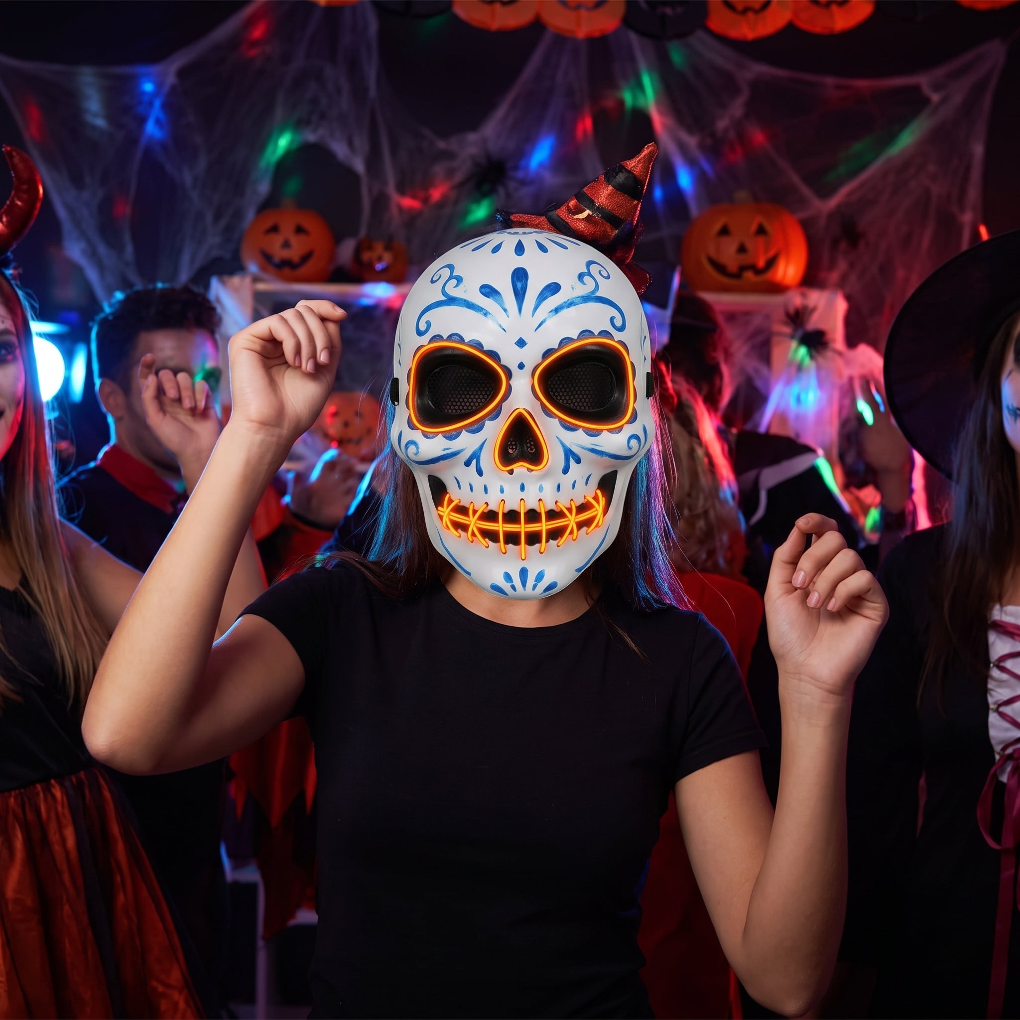 LED Mexican Catrin Skull Mask for Halloween