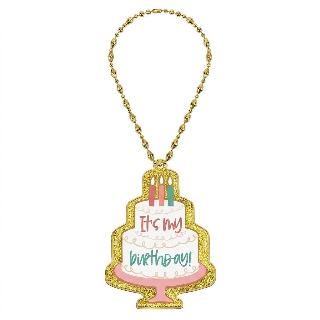 Happy Cake Day Beaded Necklace with Birthday Cake Pendant