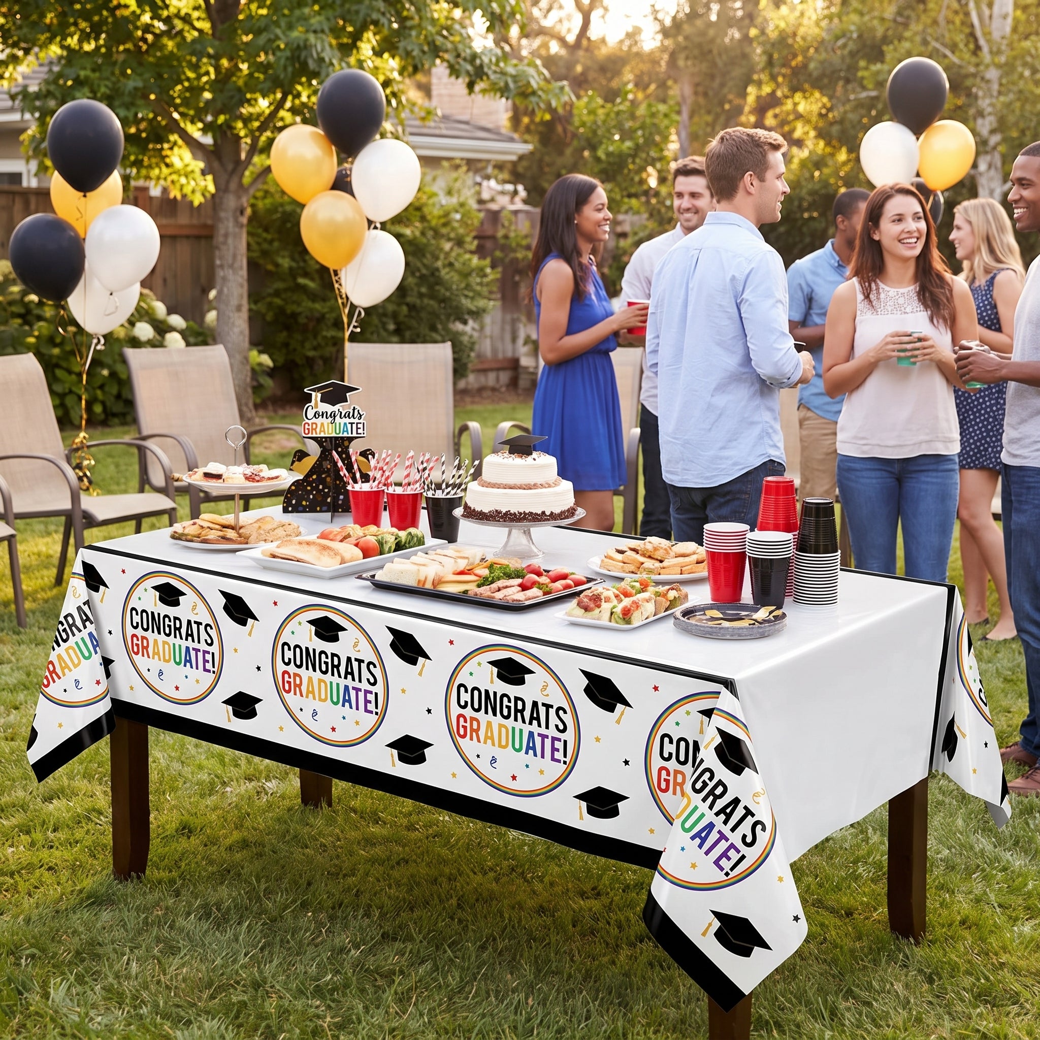 "Congrats Graduate" Plastic Table Cover - 3 Pack