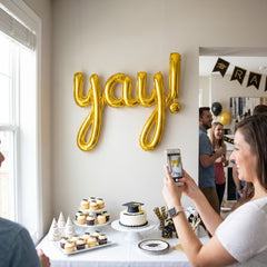 Gold "Yay" Script Foil Balloon