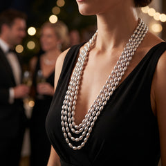 Silver Metallic Bead Necklace Set - 8 Pack