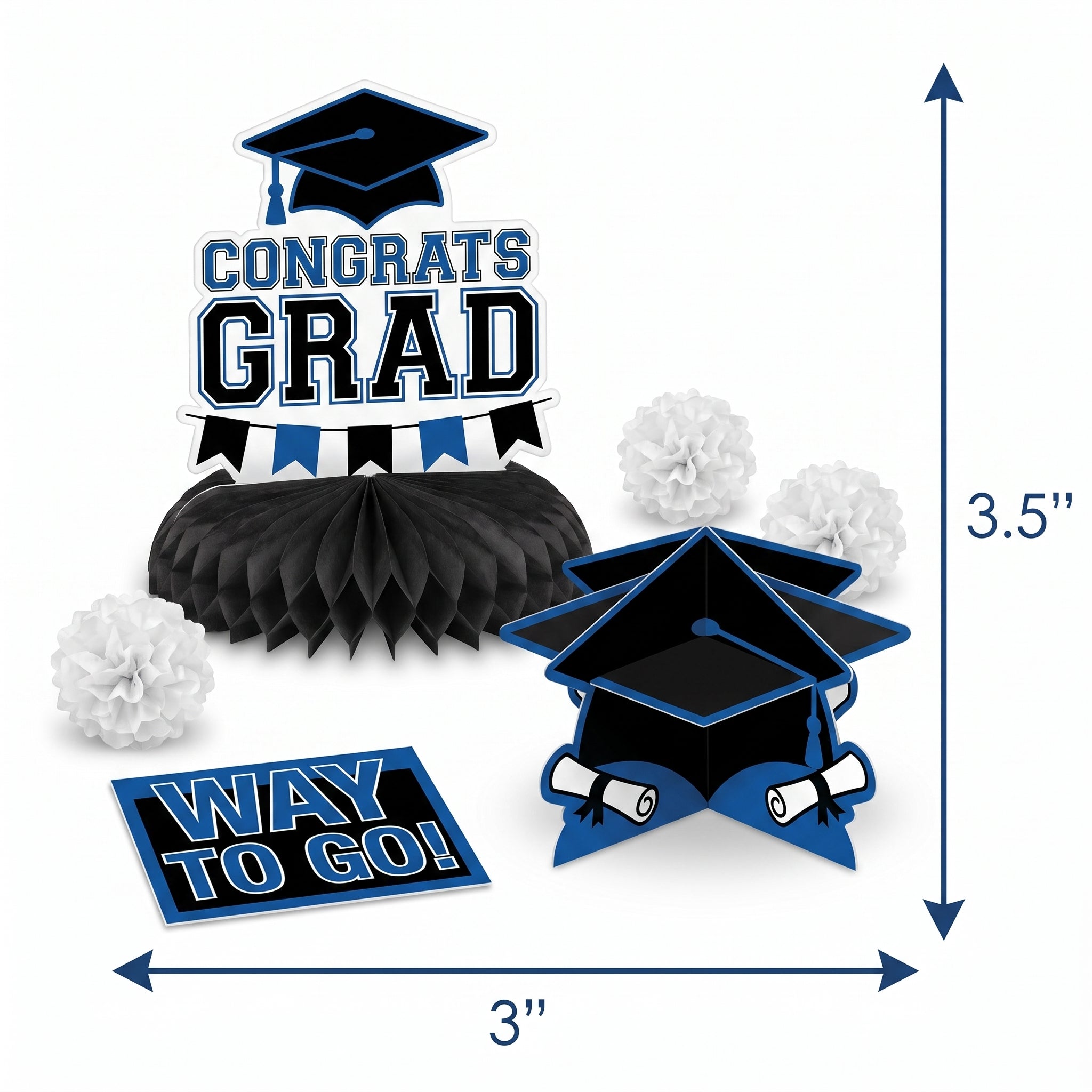 Royal Blue Graduation Table Decorating Kit - 7-Piece Set