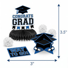 Royal Blue Graduation Table Decorating Kit - 7-Piece Set