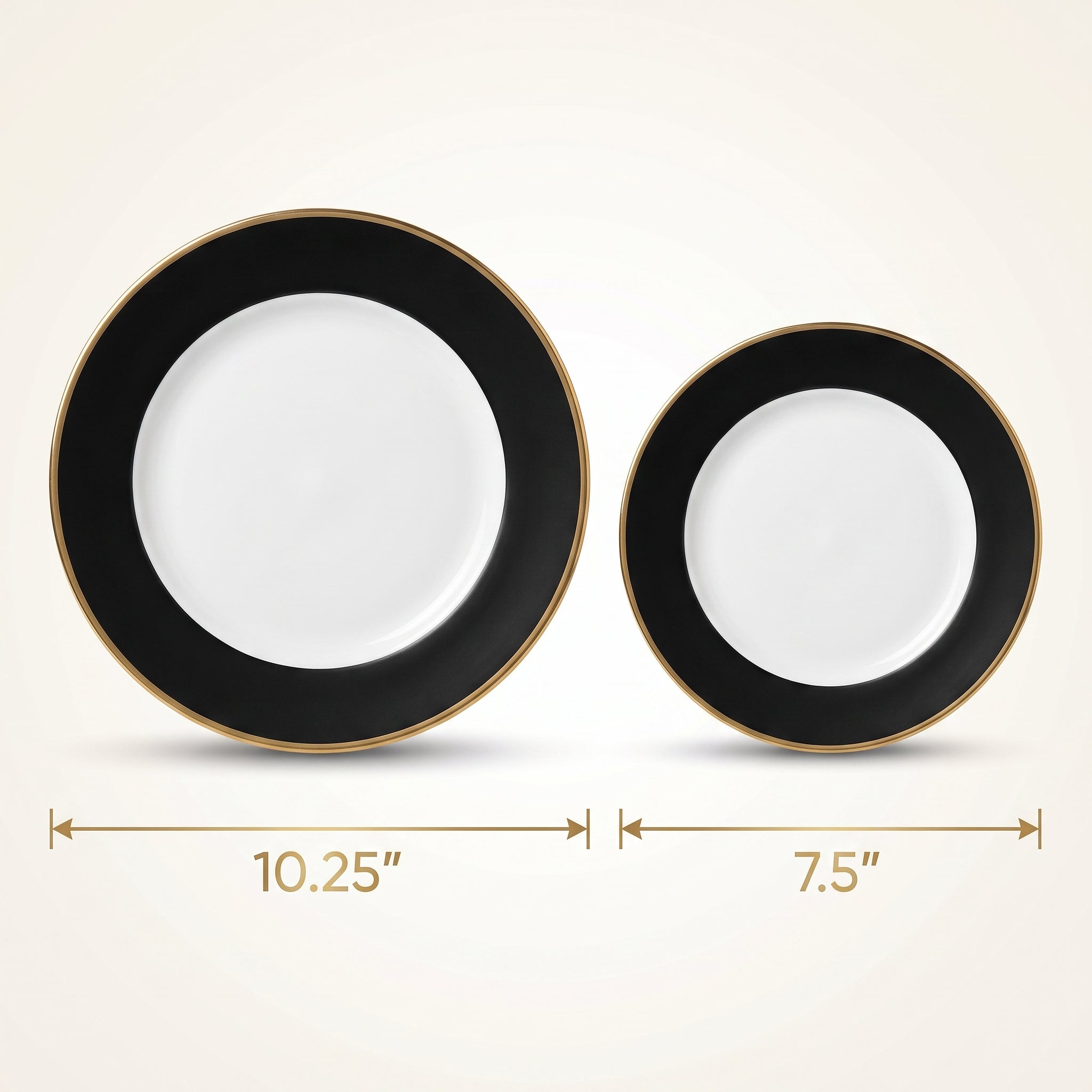 Elegant Black & Gold Bordered Premium Plastic Plate Set