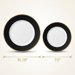 Elegant Black & Gold Bordered Premium Plastic Plate Set