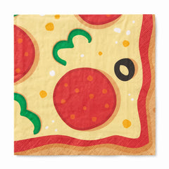 Pizza Party Printed Beverage Napkins - 5 in. x 5 in., 5-Inch, 16-Pack