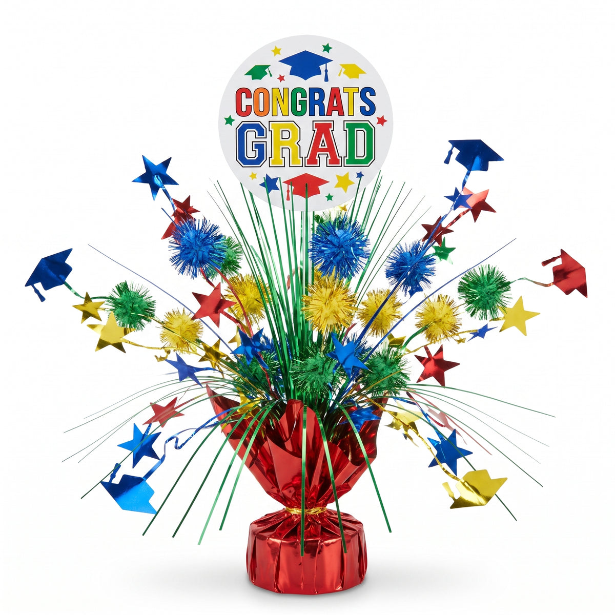 Graduation Multi-Colored Tinsel Burst Centerpiece