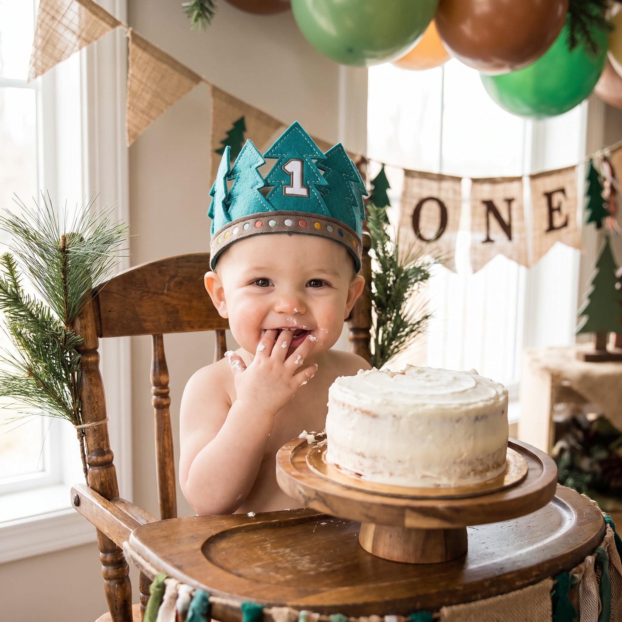 Wilderness Themed Felt Crown for Baby's First Birthday